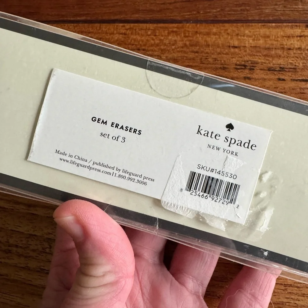 NIB Kate Spade Gem Erasers - Set of 3 - Pastels